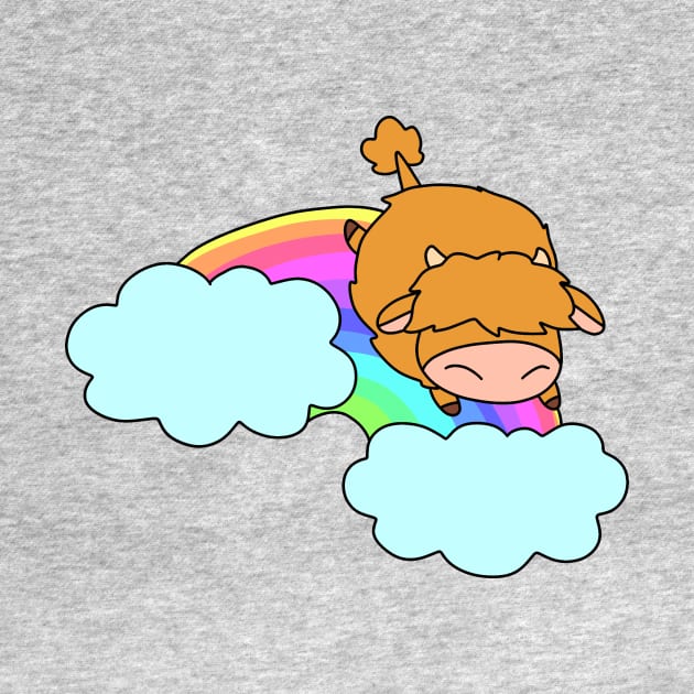 Rainbow Cloud Highland Cow by saradaboru